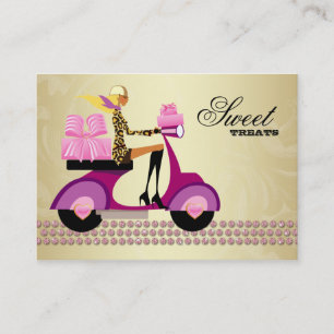 Fashion Gifts Scooter Girl Jewellery Pink Gold Business Card