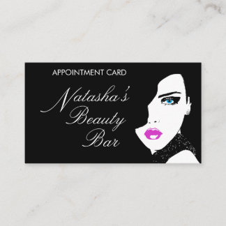 Fashion Girl Black Pink Beauty Appointment Card