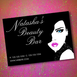 Fashion Girl Black Pink Beauty Bar Business Card