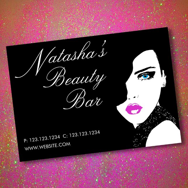 Fashion Girl Black Pink Beauty Bar Business Card (Creator Uploaded)