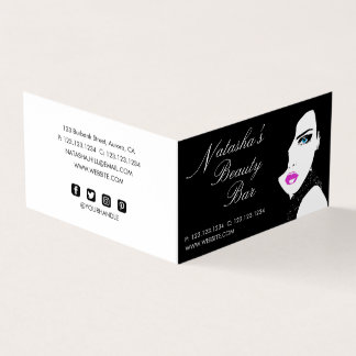 Fashion Girl Black Pink Beauty Bar Business Card