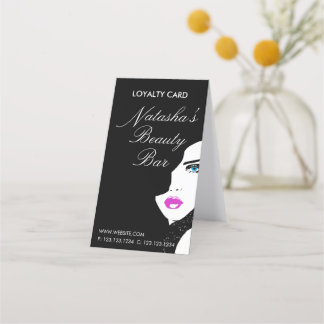 Fashion Girl Black Pink Beauty Bar Loyalty Card