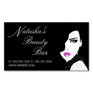 Fashion Girl Black Pink Beauty Bar Magnetic Business Card