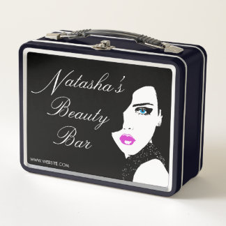 Fashion Girl Black Pink Beauty Bar Metal Box