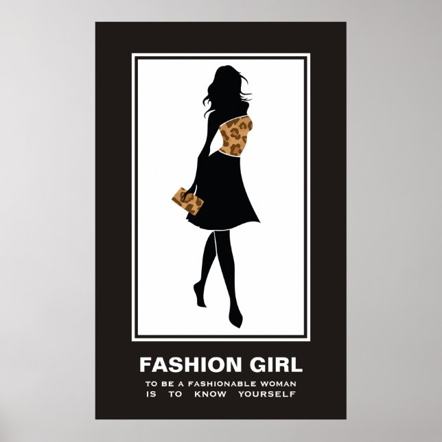 Fashion girl brown leopard print poster (Front)