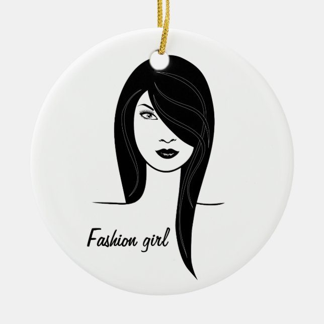Fashion girl ceramic tree decoration (Front)