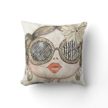fashion girl face illustration with glasses