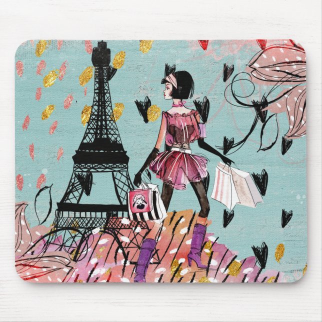 Fashion Girl in Paris Mouse Pad (Front)