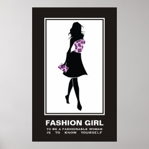 Fashion girl lilac purple leopard print poster
