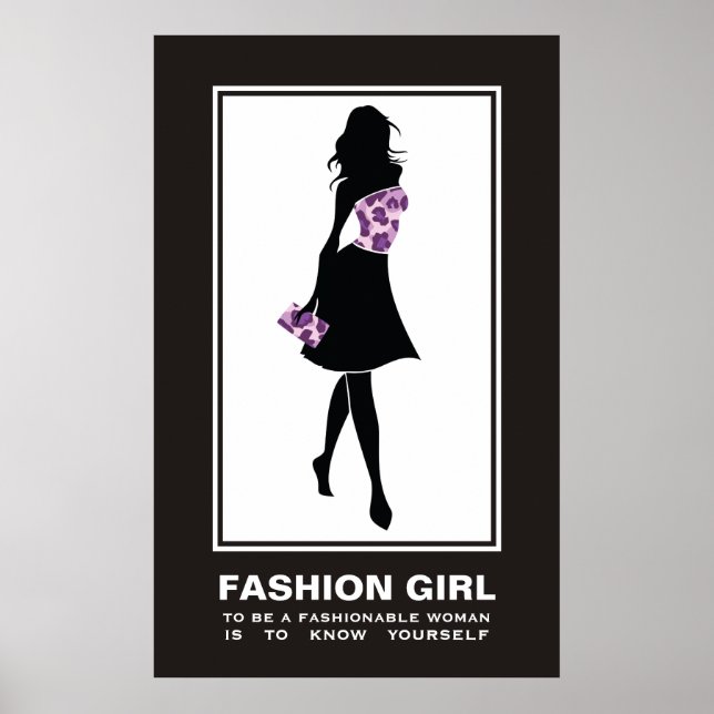 Fashion girl lilac purple leopard print poster (Front)