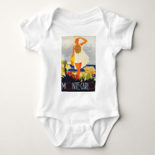 Fashion Girl Monte Carlo Beach Travel Baby Bodysuit