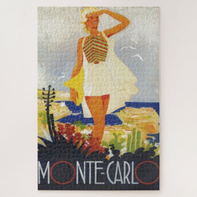 Fashion Girl Monte Carlo Beach Travel Jigsaw Puzzle (Vertical)