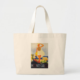 Fashion Girl Monte Carlo Beach Travel Large Tote Bag