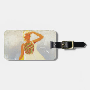 Fashion Girl Monte Carlo Beach Travel Luggage Tag