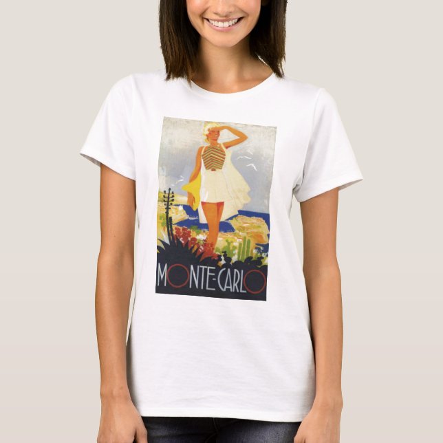 Fashion Girl Monte Carlo Beach Travel T-Shirt (Front)