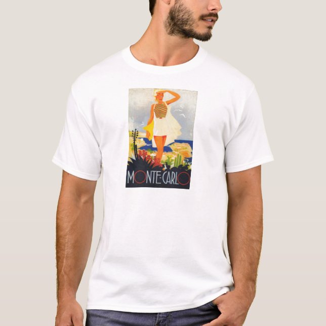 Fashion Girl Monte Carlo Beach Travel T-Shirt (Front)