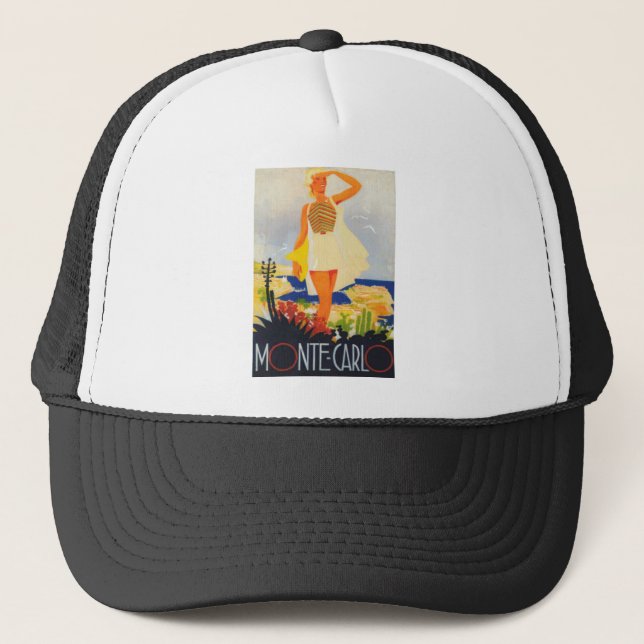Fashion Girl Monte Carlo Beach Travel Trucker Hat (Front)