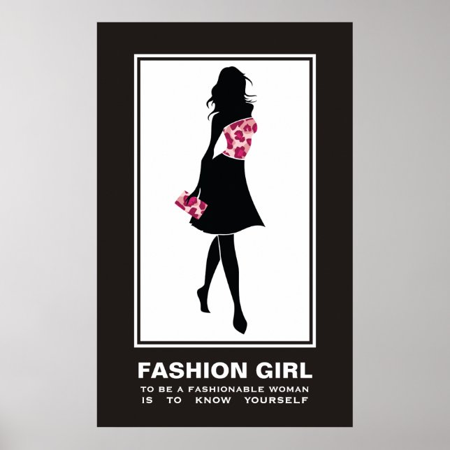Fashion girl pinkleopard print poster (Front)