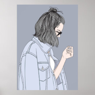 Fashion Girl Wearing Modern Clothes Poster