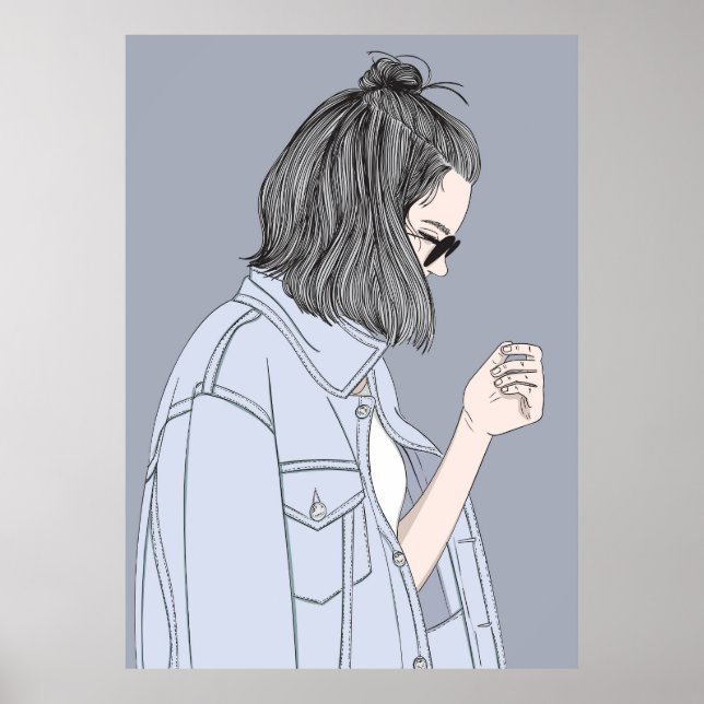  Fashion Girl Wearing Modern Clothes Poster (Front)