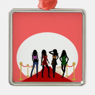 Fashion Girls Red Carpet Pink Custom Ornaments