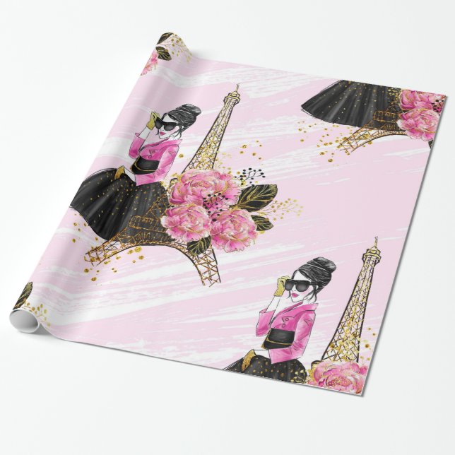 Fashion girly wrapping paper (Unrolled)