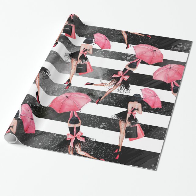 Fashion girly wrapping paper (Unrolled)