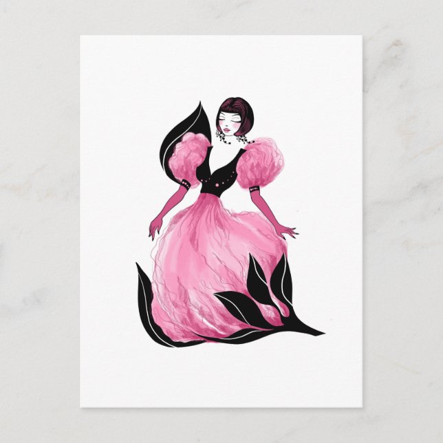 Fashion glamour beautiful watercolor illustration postcard (Front)