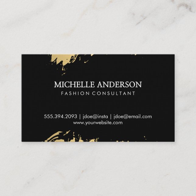 Fashion Gold Brushed Black Business Card (Front)