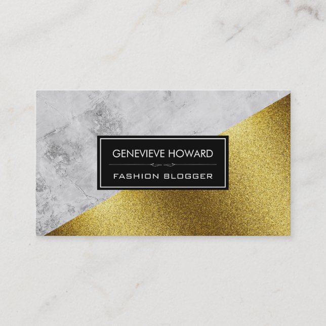 Fashion Gold Marble Geometric Colour Block Business Card (Front)