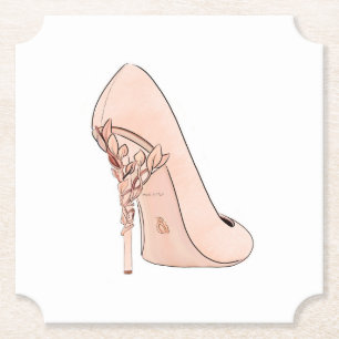 Fashion Golden Orange Shoe Paper Coaster