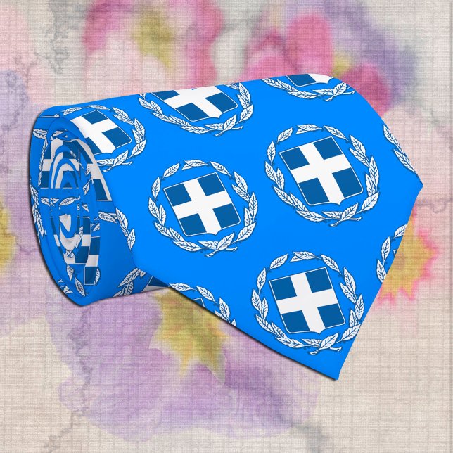 Fashion Greece Emblem Tie, Blue Greek Flag Tie (Creator Uploaded)