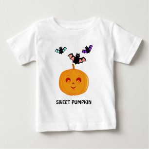 Fashion Halloween Bats & Pumpkin Baby T-Shirt