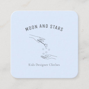 fashion, hands with magic wand and stars, square business card