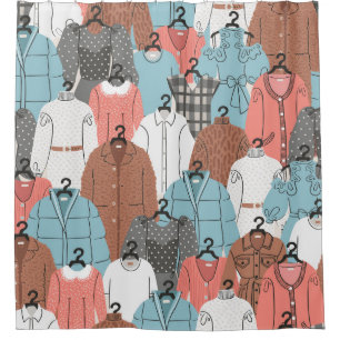 Fashion Hangers: Women's Wardrobe Pattern. Shower Curtain