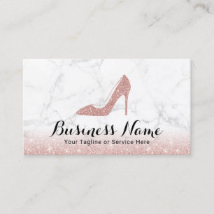 Fashion High Heels Shoes Rose Gold Glitter Marble Business Card