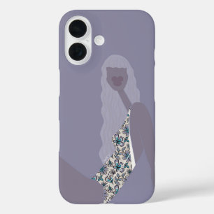 Fashion Illustration Chic Woman Purple Modern Art iPhone 16 Case