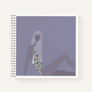 Fashion Illustration Chic Woman Purple Modern Art Notebook