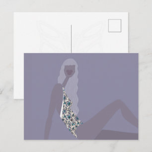 Fashion Illustration Chic Woman Purple Modern Art Postcard