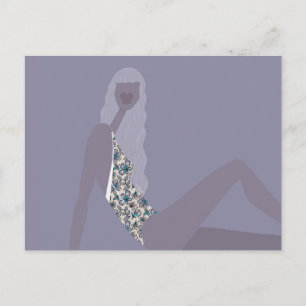 Fashion Illustration Chic Woman Purple Modern Art Postcard
