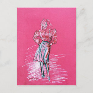 Fashion illustration, design by TJ Conway Postcard