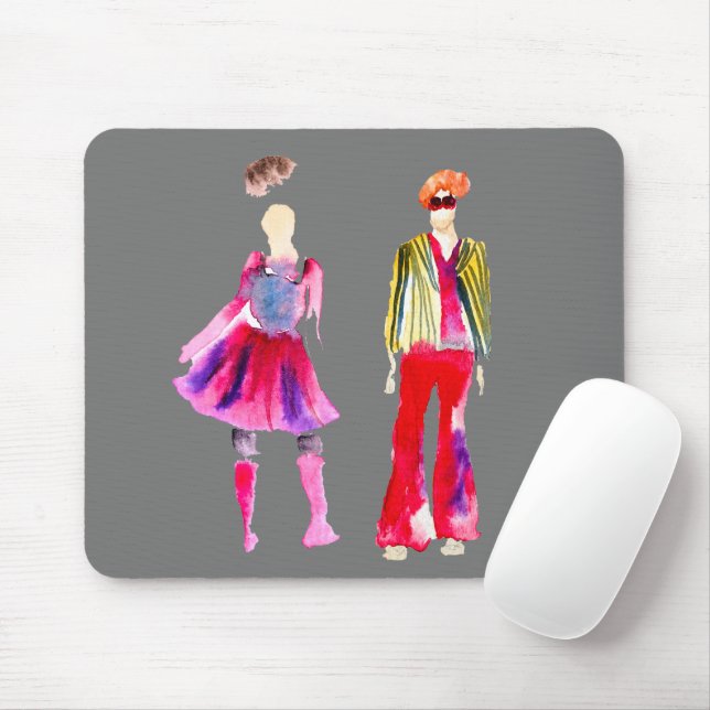Fashion illustration figures art watercolor mouse pad (With Mouse)