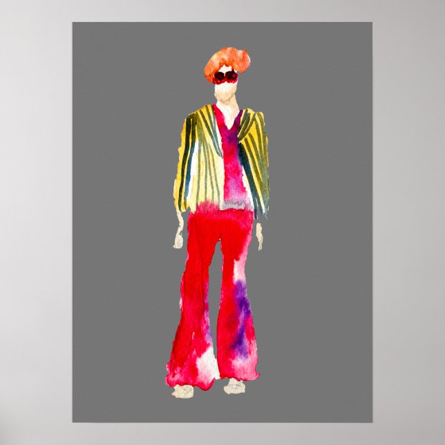 Fashion illustration figures art watercolor poster (Front)