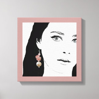 Fashion illustration floral trendy boho cute girly canvas print