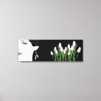 Fashion illustration girl in pearl earring floral