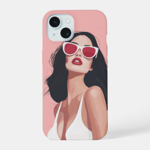 Fashion Illustration Stylish Woman With Sunglasses iPhone 15 Case