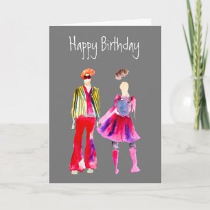 Fashion illustration watercolor boho card