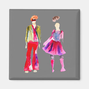 Fashion illustration watercolor boho magnet