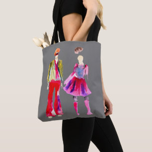 Fashion illustration watercolor boho tote bag