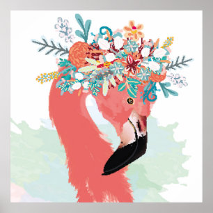Fashion illustration with drawn pink flamingoflami poster